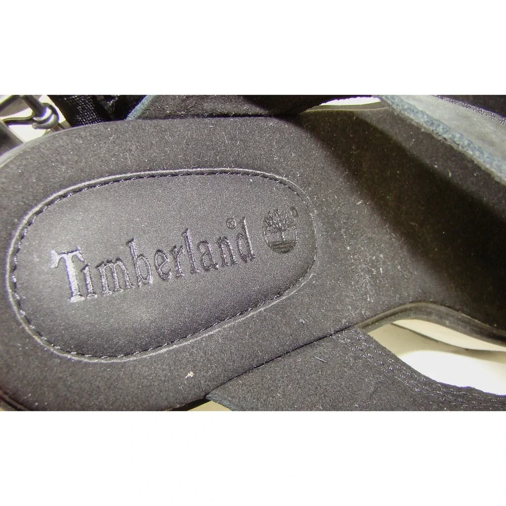 TIMBERLAND WOMENS BLACK WHITE KORALYN WEDGE PLATFORM SANDALS A26SF SIZE 10 C134
